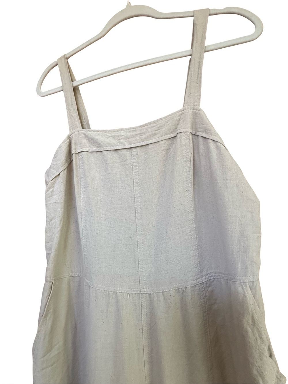 NWT Sim & Sam Lightweight White Linen blend Jumpsuit with adjustable Straps XL - Picture 3 of 16